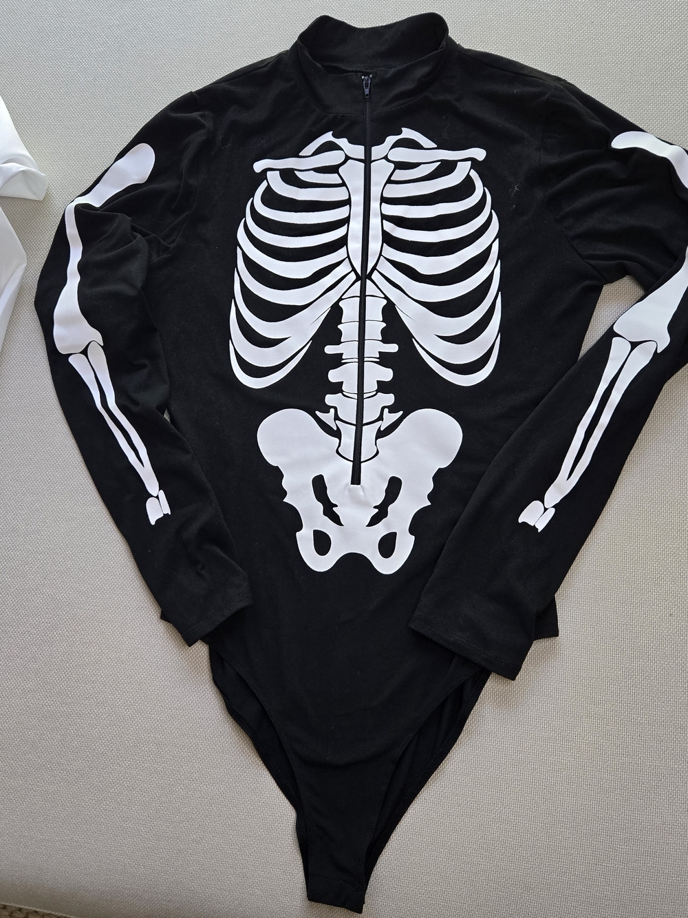 Halloween Skeleton Zipper Body Suit Large Black White Bones Costume Windsor